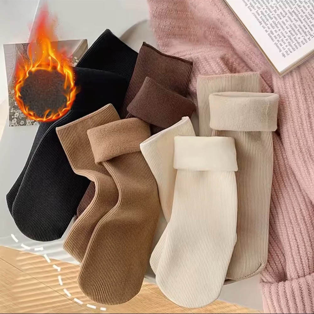 5 pair new Cozy Socks Set - Black, Brown, Cream